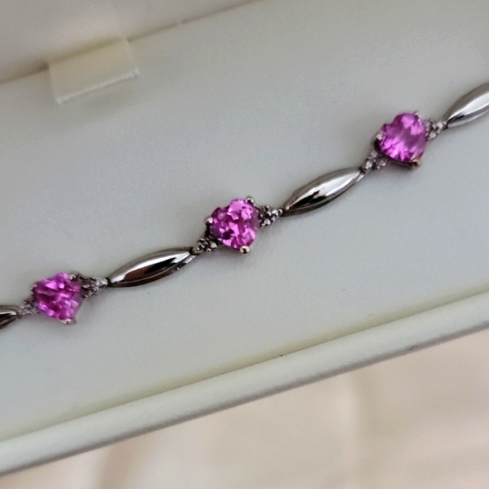 Bracelet - Created Pink Sapphire 7"